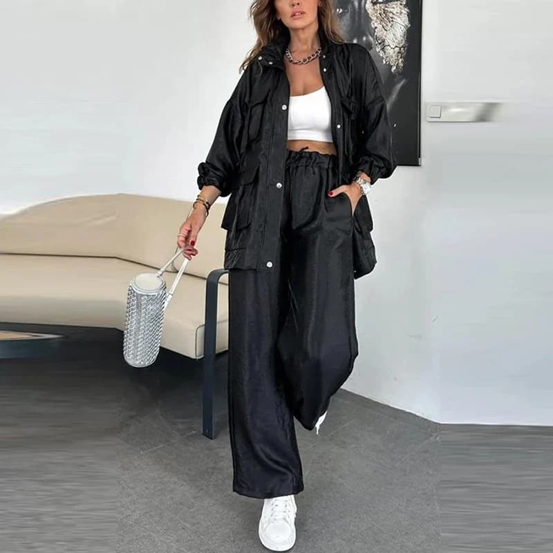 Women's Zip-Up Sportswear 2-Piece Set